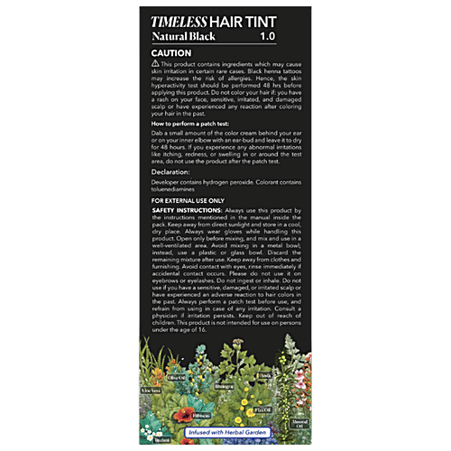 Paradyes Timeless Hair Tint Natural Looking Hair Colour - Natural Black 1.0, 80 g  100% Grey Coverage, Permanent Creme Colour