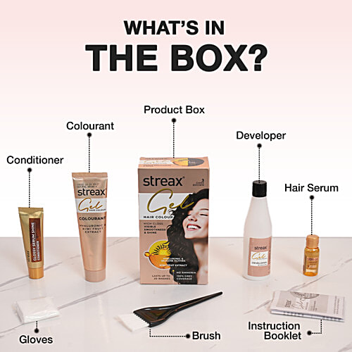 Streax Gel Hair Colour, 30 g + 30 ml 3.16 Burgundy No ammonia hair colour, 100% grey coverage