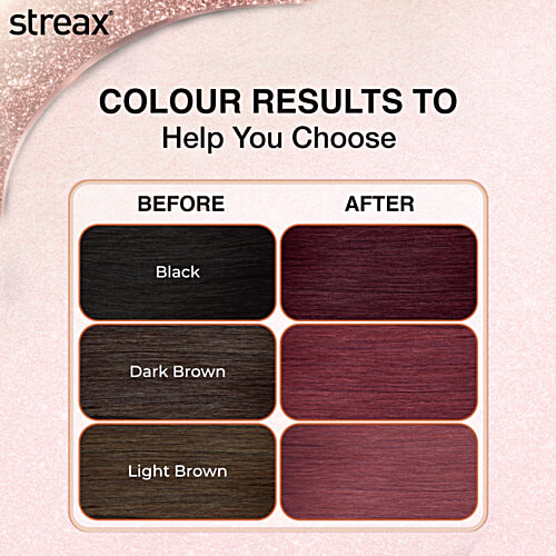 Streax Gel Hair Colour, 30 g + 30 ml 3.16 Burgundy No ammonia hair colour, 100% grey coverage