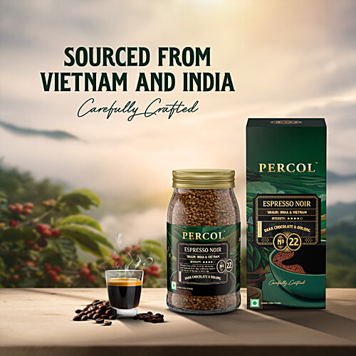 Percol Espresso Noir Dark Chocolate & Oolong Instant Coffee Powder, 100 g  