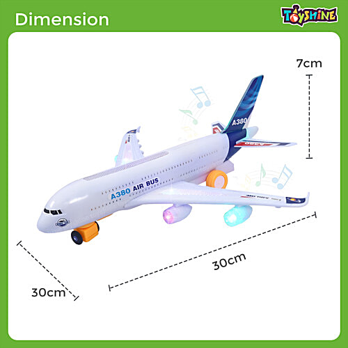 Toyshine Airplane Toy - Bump & Go Action, A380, Assorted Design, 1 pc  oddler Toy Plane with LED Flashing Lights and Sounds for Boys & Girls