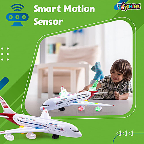 Toyshine Airplane Toy - Bump & Go Action, A380, Assorted Design, 1 pc  oddler Toy Plane with LED Flashing Lights and Sounds for Boys & Girls