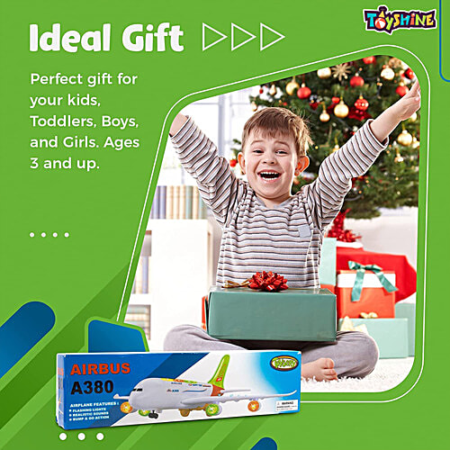 Toyshine Airplane Toy - Bump & Go Action, A380, Assorted Design, 1 pc  oddler Toy Plane with LED Flashing Lights and Sounds for Boys & Girls