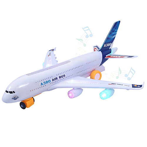 Toyshine Airplane Toy - Bump & Go Action, A380, Assorted Design, 1 pc  oddler Toy Plane with LED Flashing Lights and Sounds for Boys & Girls