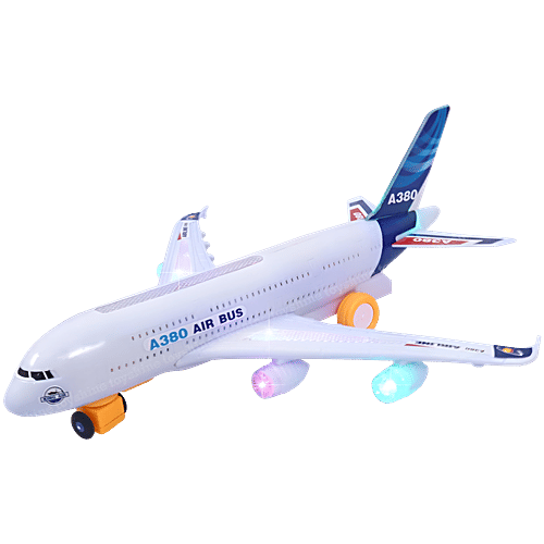 Toyshine Airplane Toy - Bump & Go Action, A380, Assorted Design, 1 pc  oddler Toy Plane with LED Flashing Lights and Sounds for Boys & Girls