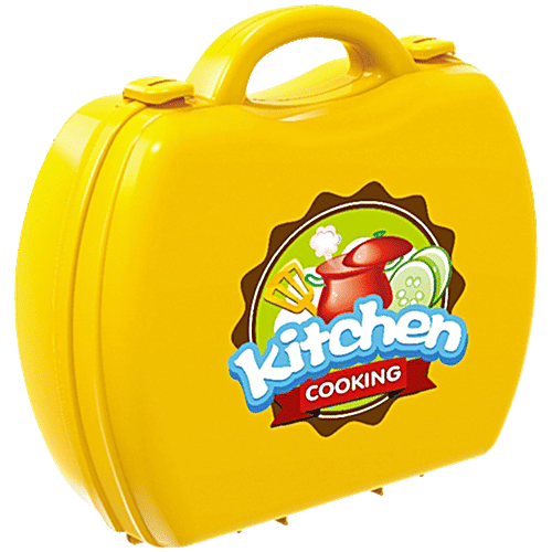 Toyshine Kitchen Cooking Toy Set - With Briefcase, Yellow, 26 pcs