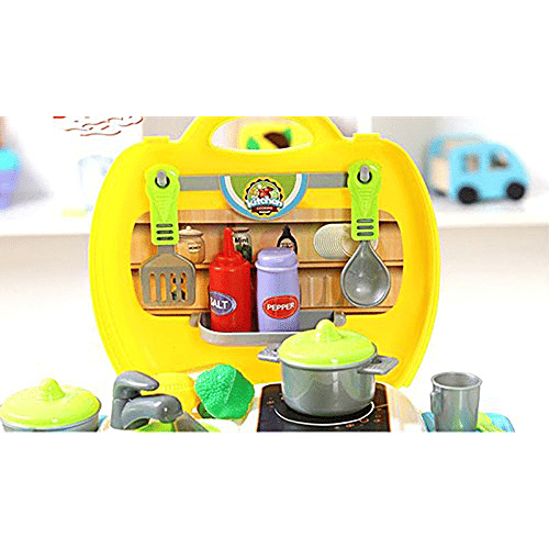 Toyshine Kitchen Cooking Toy Set - With Briefcase, Yellow, 26 pcs