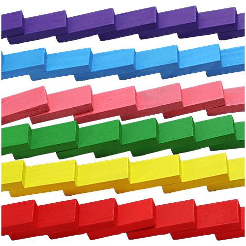 Toyshine Wooden Dominos Blocks Set - 12 Colours, 120 pcs Game Educational Play Toy, Domino Racing Toy Game