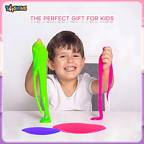 Toyshine DIY Non Sticky Smooth Colourful Water Glossy Slime, 6 pcs