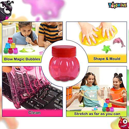 Toyshine DIY Non Sticky Smooth Colourful Water Glossy Slime, 6 pcs
