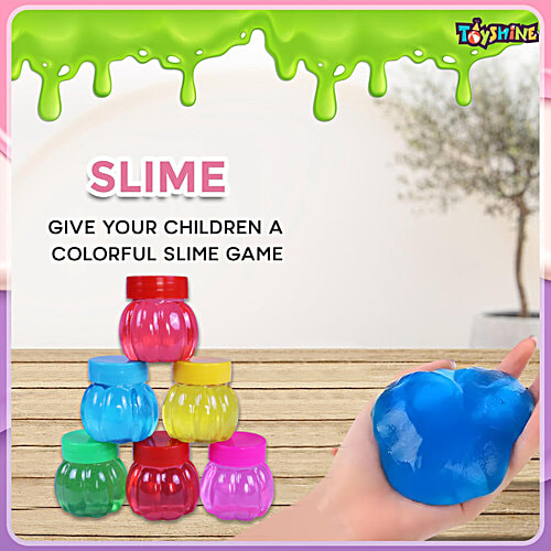 Toyshine DIY Non Sticky Smooth Colourful Water Glossy Slime, 6 pcs
