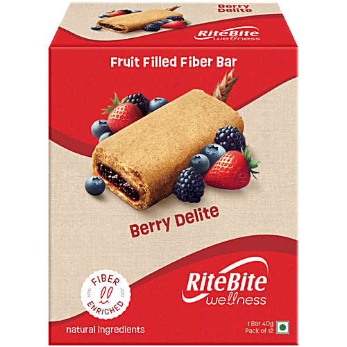 RiteBite Max Protein Max Protein Wellness Fruit Filled Berry Delite Bar, 480 g (12 pcs x 40 g) 
