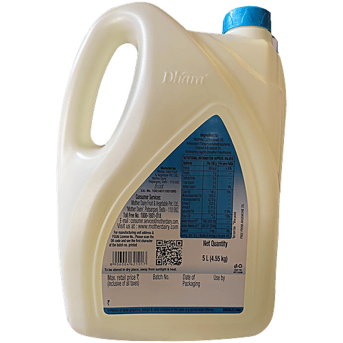 Dhara  Refined Cottonseed Oil, 5 L  Fortified with Vitamin A & D2