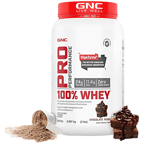 Gnc Pro Performance Chocolate Fudge Whey Protein Powder, 907 g  Muscle Building
