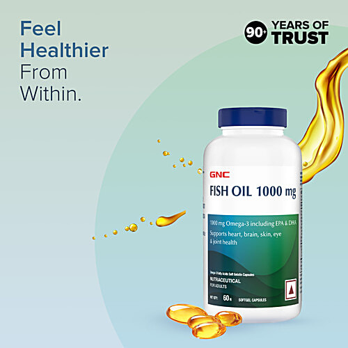 Gnc Omega 3 Fish Oil Capsules, 1000 mg, 60 pcs  