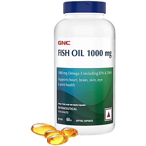 Gnc Omega 3 Fish Oil Capsules, 1000 mg, 60 pcs  