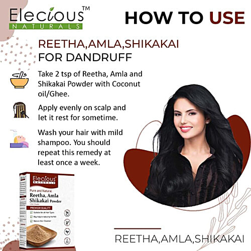 Elecious Naturals Reetha, Amla & Shikakai Powder, 200 g  