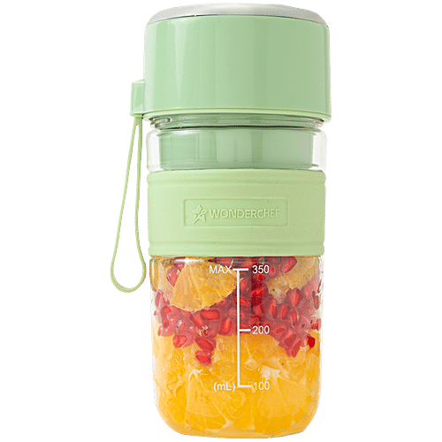 Wonderchef Nutri-cup Zip Portable Blender/Blend & Sip - Green, 350 ml Type C Charging, 2000 mAh Battery, 20 Blending Cycles in One Charge