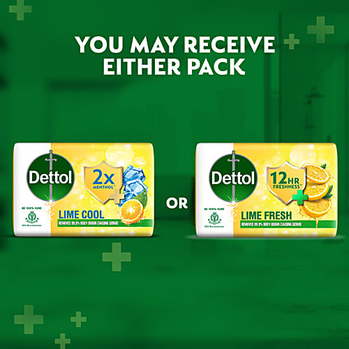 Dettol Lime Fresh Bathing Soap Bar With 12 Hr Freshness, 150 g (Pack of 5) 