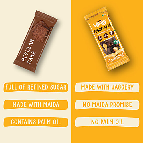 Wholy Peanut Butter Fudgy Cakes - Zero Maida, Zero Palm Oil, Veg, 40 g Zero Refined Sugar