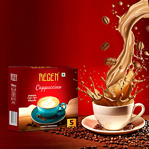 Regen Cappuccino Instant Cafe Style Premix, 150 g  Lightly Sweetened