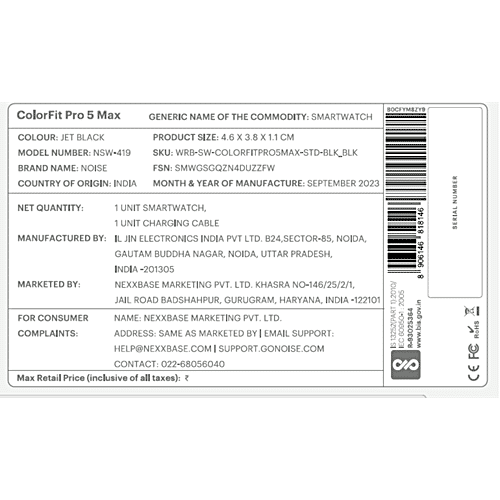 Noise ColorFit Pro 5 Max Smartwatch - Jet Black, 1 pc  