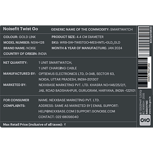 Noise Fit Twist Go Smartwatch - Gold Link, 1 pc