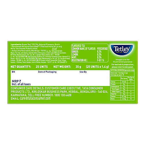 Tetley Beauty Care Ginger, Mint & Lemon Green Tea, 35 g (25 Bags x 1.4 g each) 