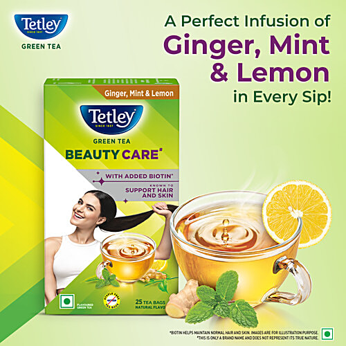 Tetley Beauty Care Ginger, Mint & Lemon Green Tea, 35 g (25 Bags x 1.4 g each) 
