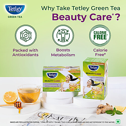 Tetley Beauty Care Ginger, Mint & Lemon Green Tea, 35 g (25 Bags x 1.4 g each) 