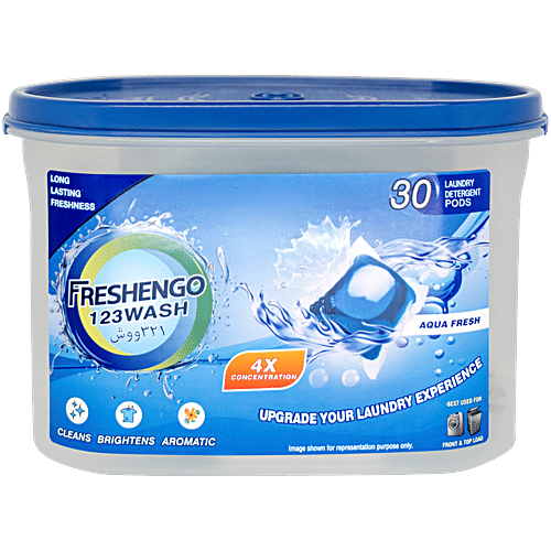Freshengo 123 Wash Laundry Detergent Pods - Aqua Fresh, 429 g (33 x 13 g) 