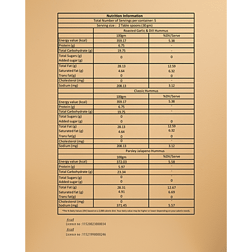 The Khao Project Hummus Trio - Classic, Roasted Garlic & Dill & Parsley Jalapeno, 150 g Preservative Free