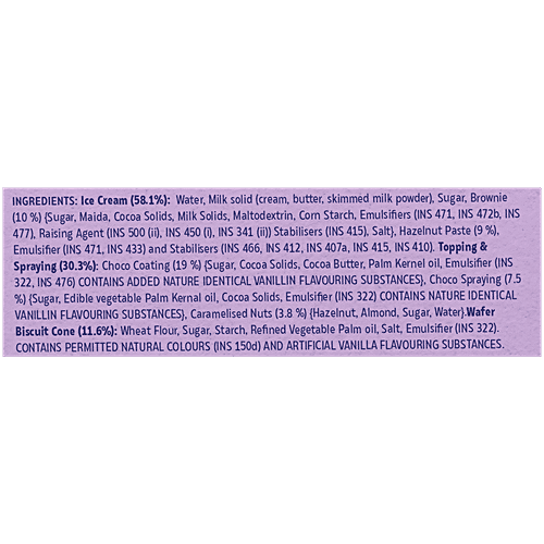 Hocco Hazelnut Mudslide Ice Cream Cone, 135 ml  Ice Cream Filled in Wafer Biscuit Cone