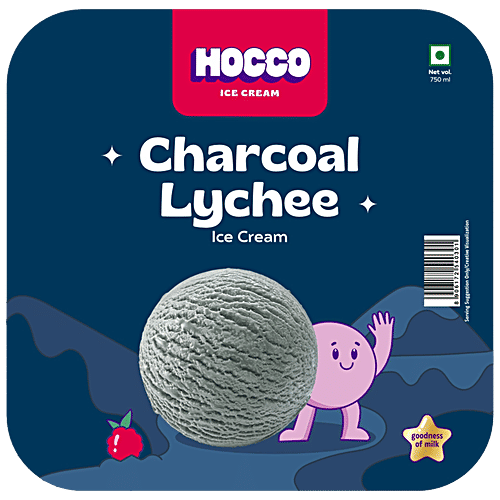 Hocco Charcoal Lychee Ice Cream, 750 ml