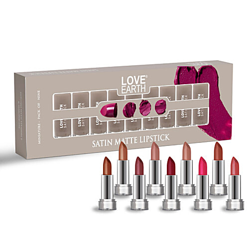 Love Earth Satin Matte Lipstick - Assorted, 18 g (9 pcs x 2 g)