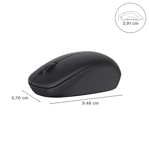 Dell WM126 Wireless Optical Performance Mouse - 1000 DPI, Comfortable Design, Black, 1 Unit  