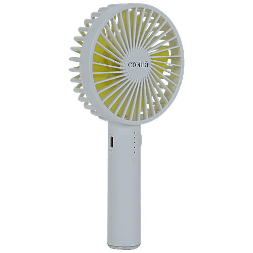 Croma AF2305 4 Blade Rechargeable Personal Fan - With 2000 mAh Battery, BLDC Copper Motor, White, 1 Unit