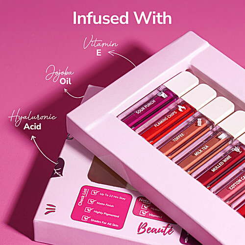 Mila Beaute Locked-In Liquid Lipstick Mini Set, 10.5 ml (7 pcs x 1.5 ml)