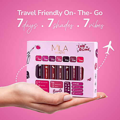Mila Beaute Locked-In Liquid Lipstick Mini Set, 10.5 ml (7 pcs x 1.5 ml)