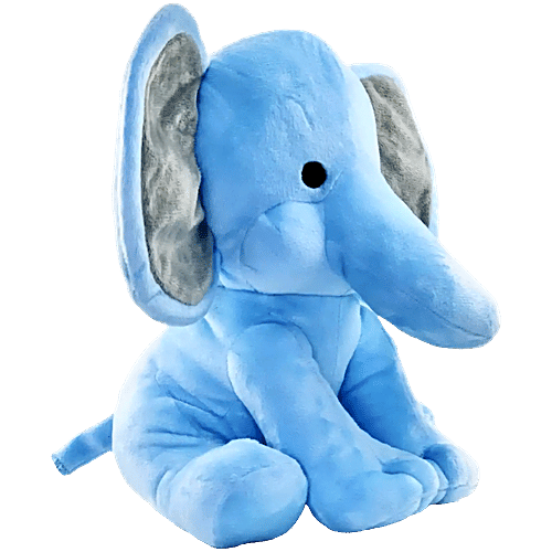 Babique Blue Sitting Elephant Plush Soft Toy, 1 pc 30 cm