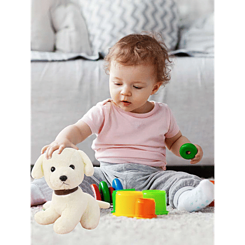 Babique Sitting Dog Plush Soft Toy, 1 pc White, 25 cm