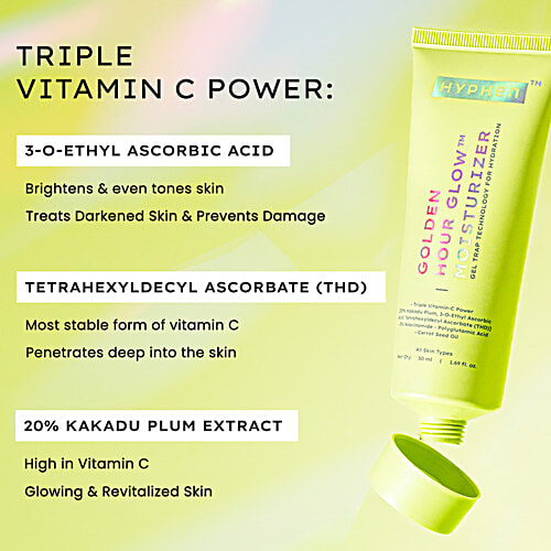 Hyphen Golden Hour Glow Moisturizer Gel Trap Technology For Hydration, 50 ml Brighter Skin With Triple Vitamin C & 3% Niacinamide