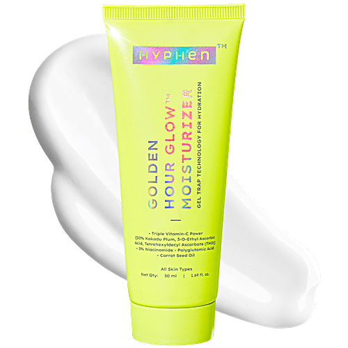 Hyphen Golden Hour Glow Moisturizer Gel Trap Technology For Hydration, 50 ml Brighter Skin With Triple Vitamin C & 3% Niacinamide