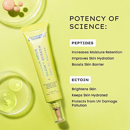 Hyphen Golden Hour Glow Screen SPF 50 PA++++ For All Skin Types, 40 g