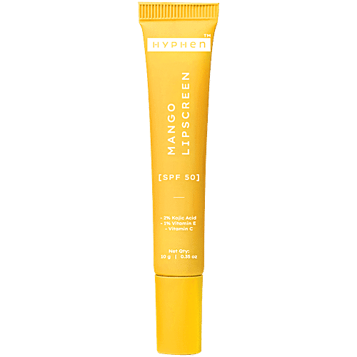 Hyphen Mango Lipscreen SPF 50 Lip Balm With 2% Kojic Acid, 1% Vitamin E, Vitamin C, 10 g Brightening Lip Balm For Dark & Dry Lips