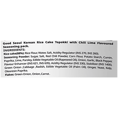 Good Seoul Topokki Chili Lime Flavour Korean Rice Cake, 113 g  