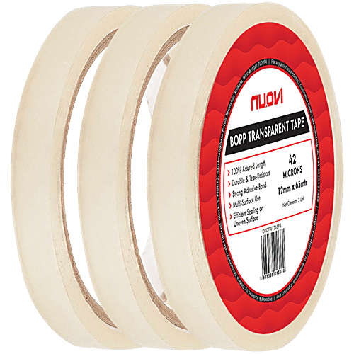 Nuovi Bopp Tape - Transparent, 42 Microns, 12 mm, 65 m, 3 pcs  