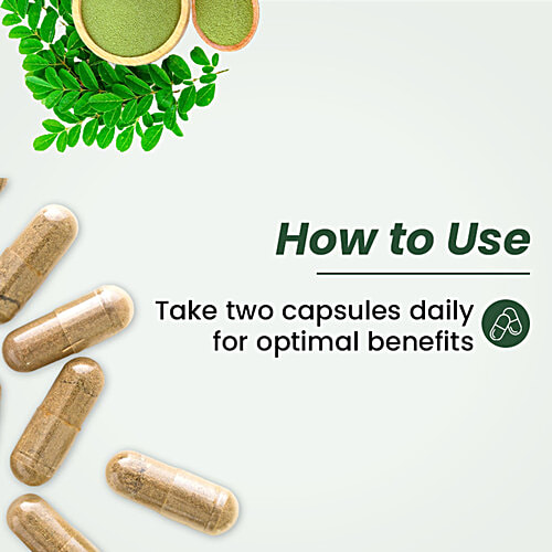 Ayuvya Moringa 500 Mg Capsules - Health & Wellness, 60 pcs Pure Moringa Oleifera Leaf Powder Extract, Nutrient Rich Superfood for Immunity, Skin, Hair & Weight Management