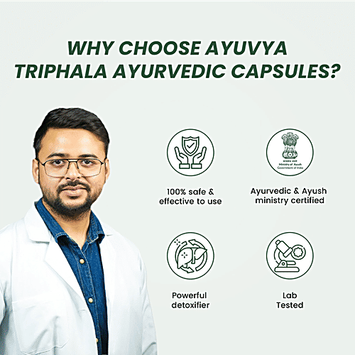 Ayuvya Triphala 500 Mg Capsules - Gut & Digestion Support, 60 pcs  Best Triphala Churn For Digestion, Detox, Weight Management & Hair Health