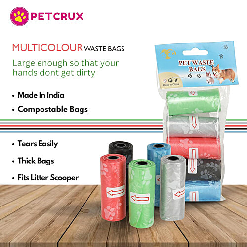 Petcrux Dog Poop Bags - Biodegradable Bags For Waste Pick Up, 75 pcs